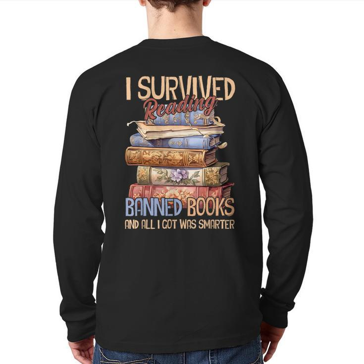 Read Banned Books I Survived Reading Banned Books Back Print Long Sleeve T-shirt