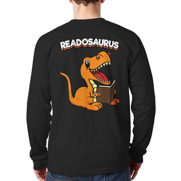 Readosaurus Dinosaur Reading Books Dino Read Bookworm Back Print Long Sleeve T-shirt