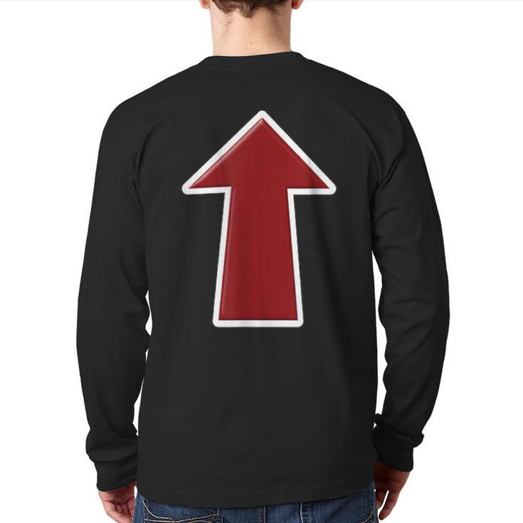 Red Arrow Pointing Up Back Print Long Sleeve T-shirt
