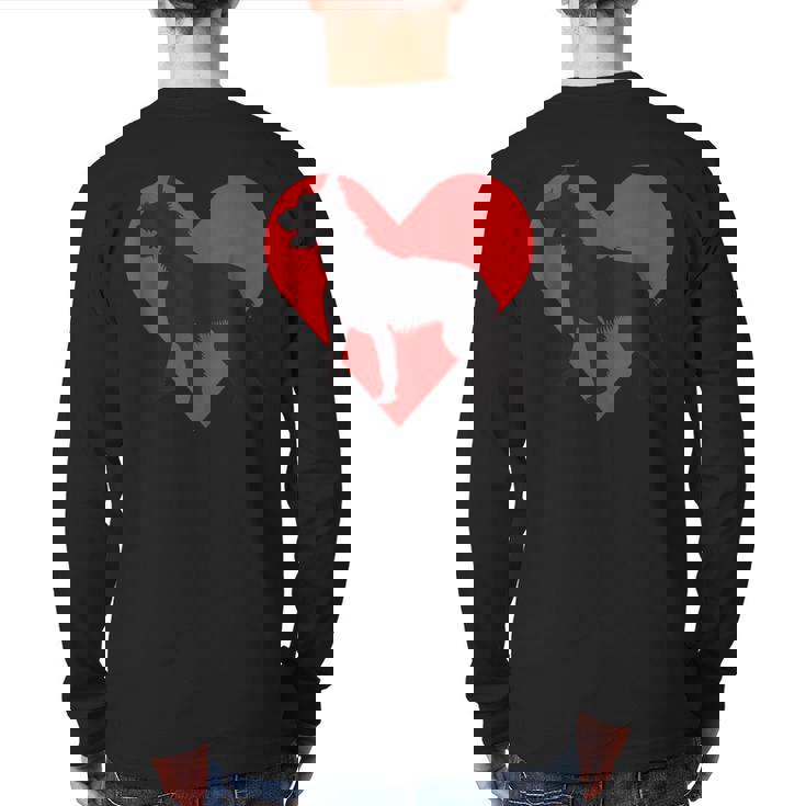 Red Heart Cute Dog Bouvier Des Ardennes Back Print Long Sleeve T-shirt
