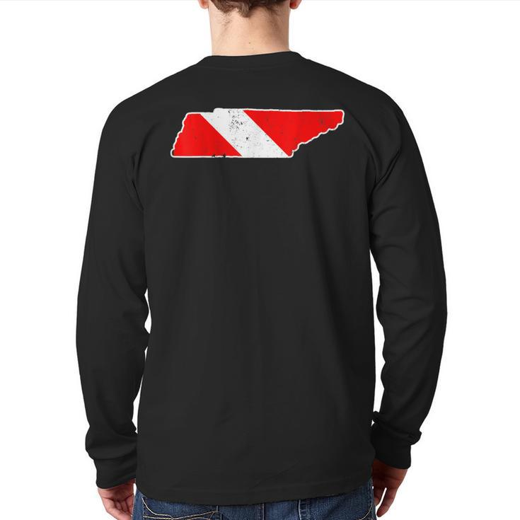 Rescue Diver Tennessee Diver Down Flag Back Print Long Sleeve T-shirt