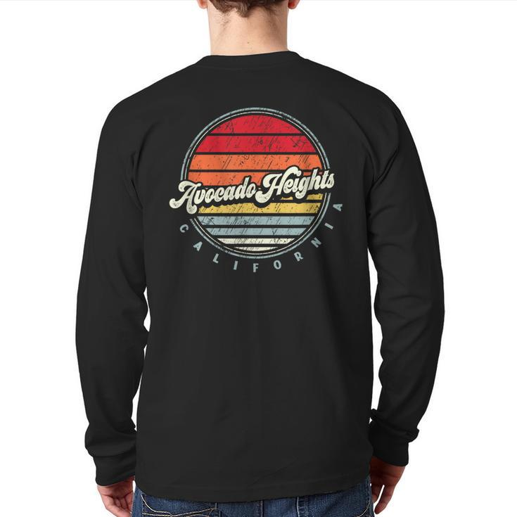 Retro Avocado Heights Home State Cool 70S Style Sunset Back Print Long Sleeve T-shirt