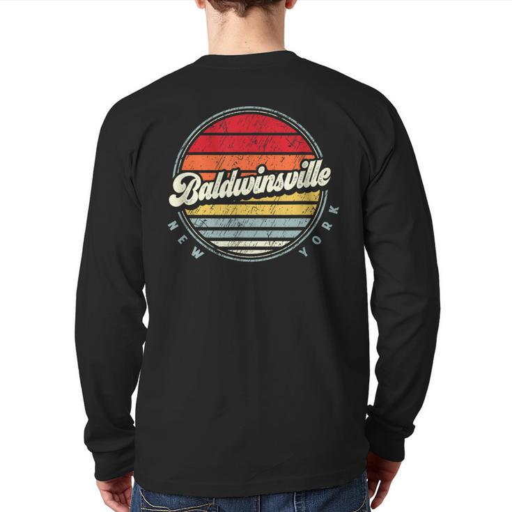 Retro Baldwinsville Home State Cool 70S Style Sunset Back Print Long Sleeve T-shirt