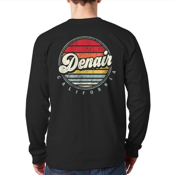 Retro Denair Home State Cool 70S Style Sunset Back Print Long Sleeve T-shirt