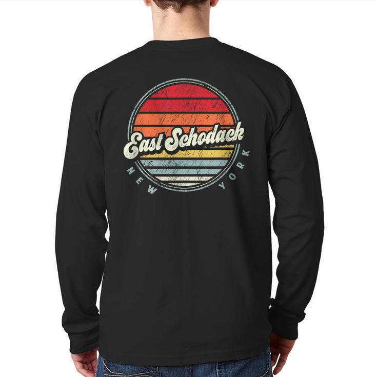 Retro East Schodack Home State Cool 70S Style Sunset Back Print Long Sleeve T-shirt