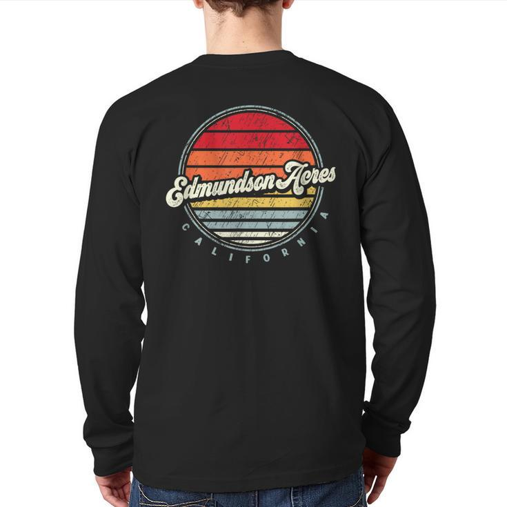 Retro Edmundson Acres Home State Cool 70S Style Sunset Back Print Long Sleeve T-shirt