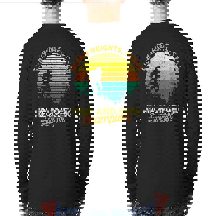 Retro Glenn Heights Texas Big Foot Souvenir Back Print Long Sleeve T-shirt