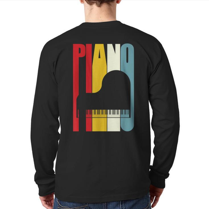 Retro Grand Piano Pianist Pianist Piano T Back Print Long Sleeve T-shirt