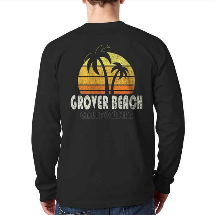 Retro Grover Beach Ca Beach Vacation Back Print Long Sleeve T-shirt