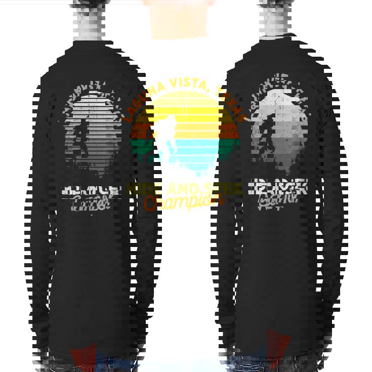 Retro Laguna Vista Texas Big Foot Souvenir Back Print Long Sleeve T-shirt