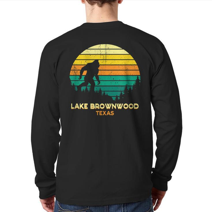 Retro Lake Brownwood Texas Big Foot Souvenir Back Print Long Sleeve T-shirt