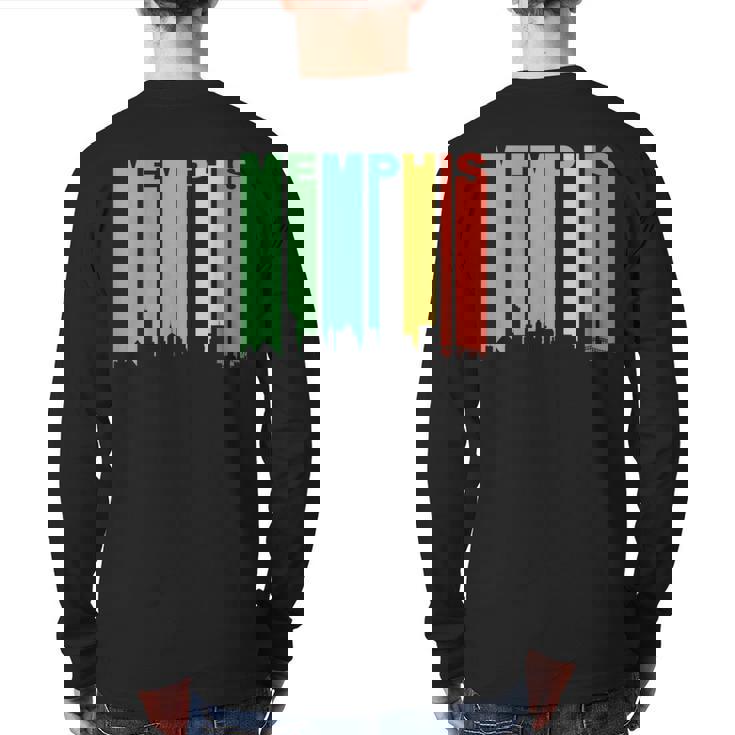 Retro Memphis Tennessee Cityscape Downtown Skyline Back Print Long Sleeve T-shirt