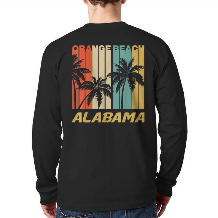 Retro Orange Beach Alabama Palm Trees Vacation Back Print Long Sleeve T-shirt