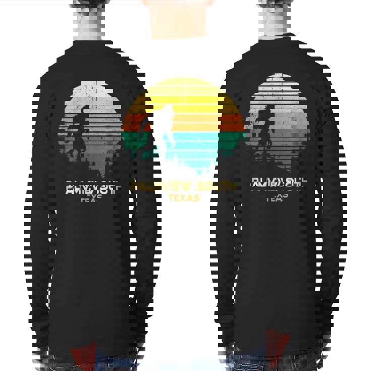Retro Palmview South Texas Big Foot Souvenir Back Print Long Sleeve T-shirt