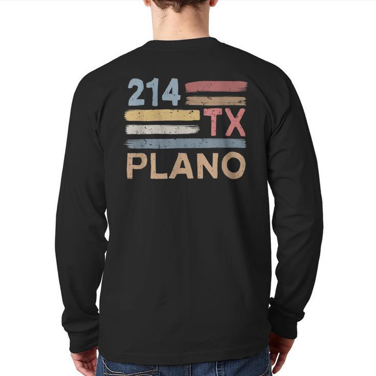 Retro Plano Area Code 214 Residents State Texas Back Print Long Sleeve T-shirt