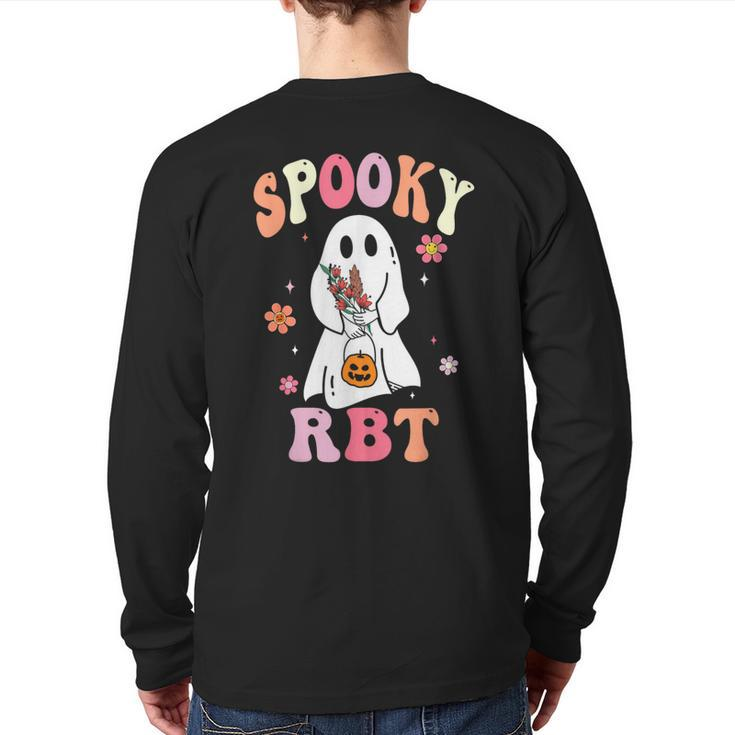 Retro Spooky Rbt Behavior Technician Halloween Rbt Therapist Back Print Long Sleeve T-shirt