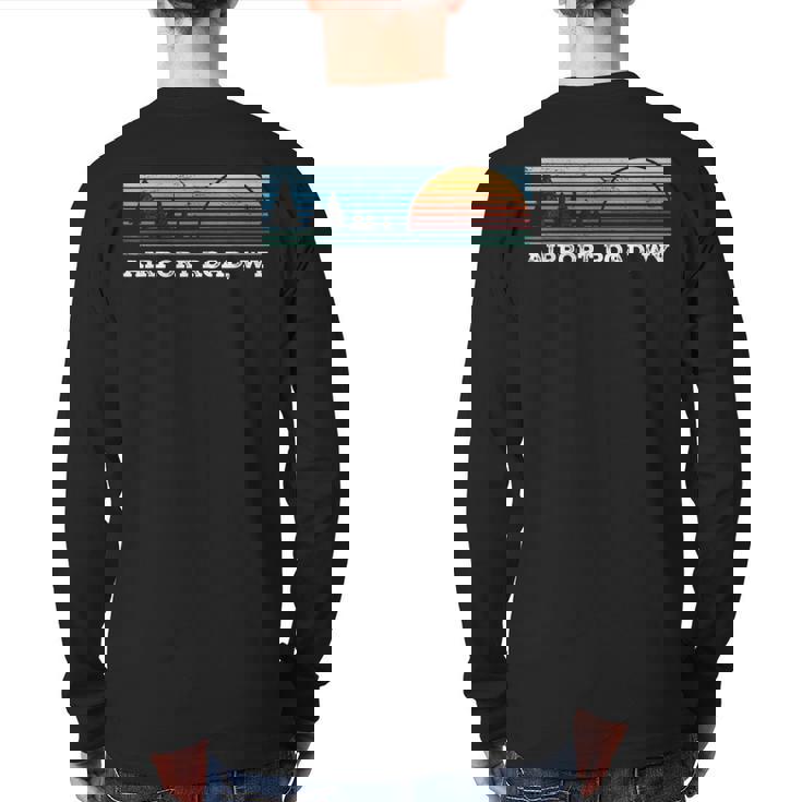 Retro Sunset Stripes Airport Road Wyoming Back Print Long Sleeve T-shirt