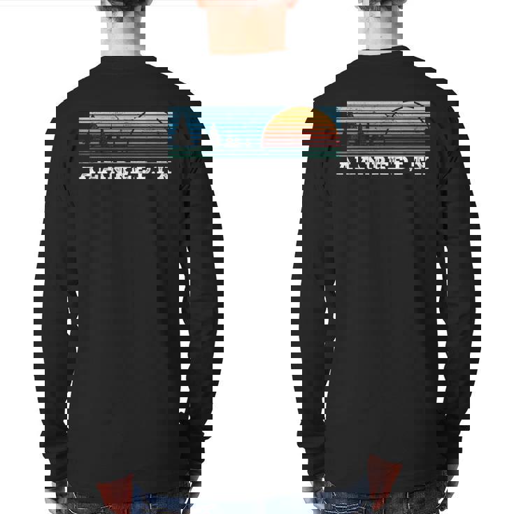 Retro Sunset Stripes Alanreed Texas Back Print Long Sleeve T-shirt