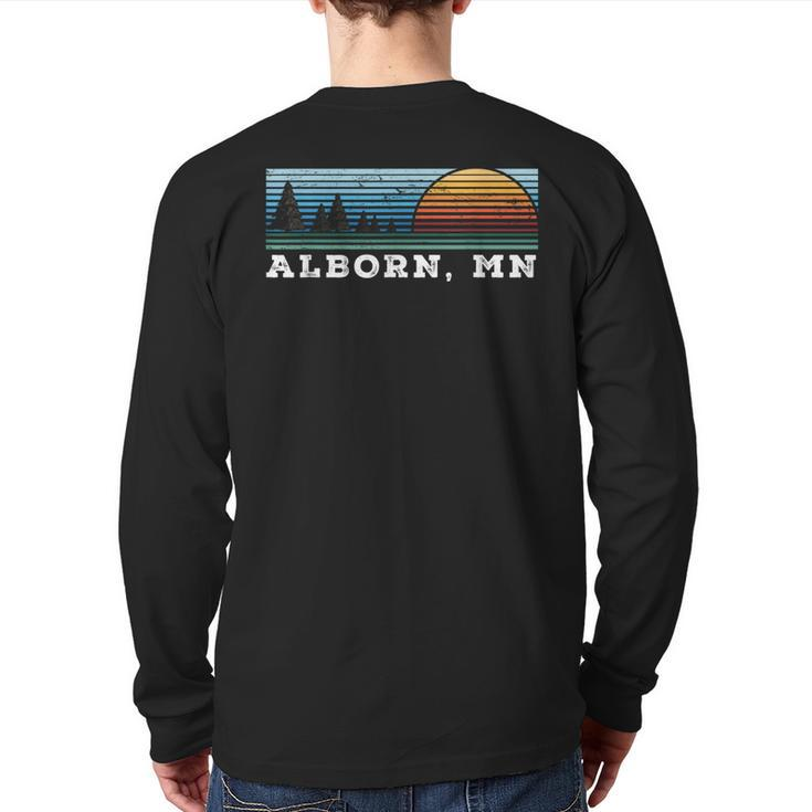 Retro Sunset Stripes Alborn Minnesota Back Print Long Sleeve T-shirt