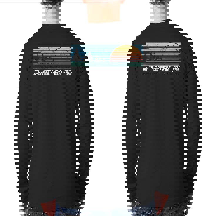 Retro Sunset Stripes Alleyton Texas Back Print Long Sleeve T-shirt