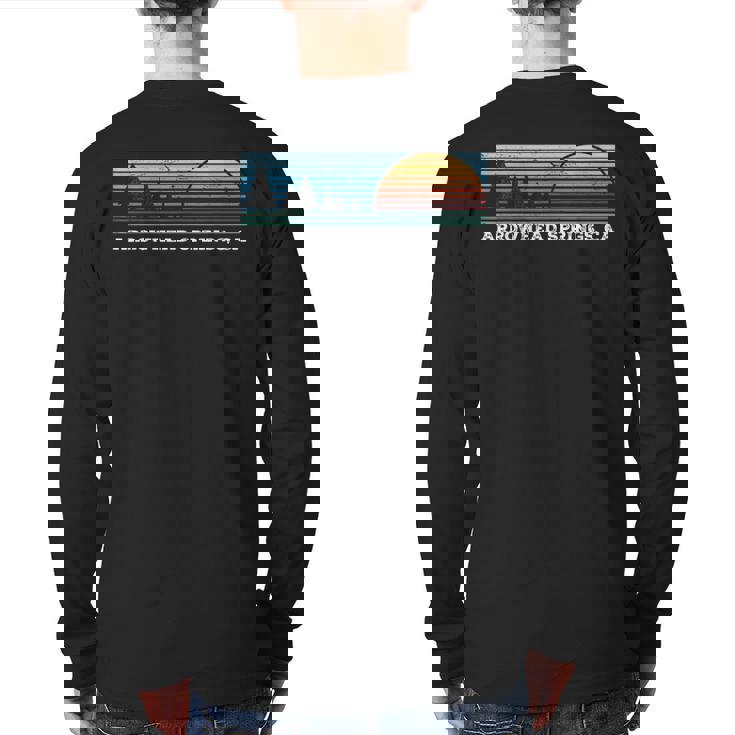 Retro Sunset Stripes Arrowhead Springs California Back Print Long Sleeve T-shirt