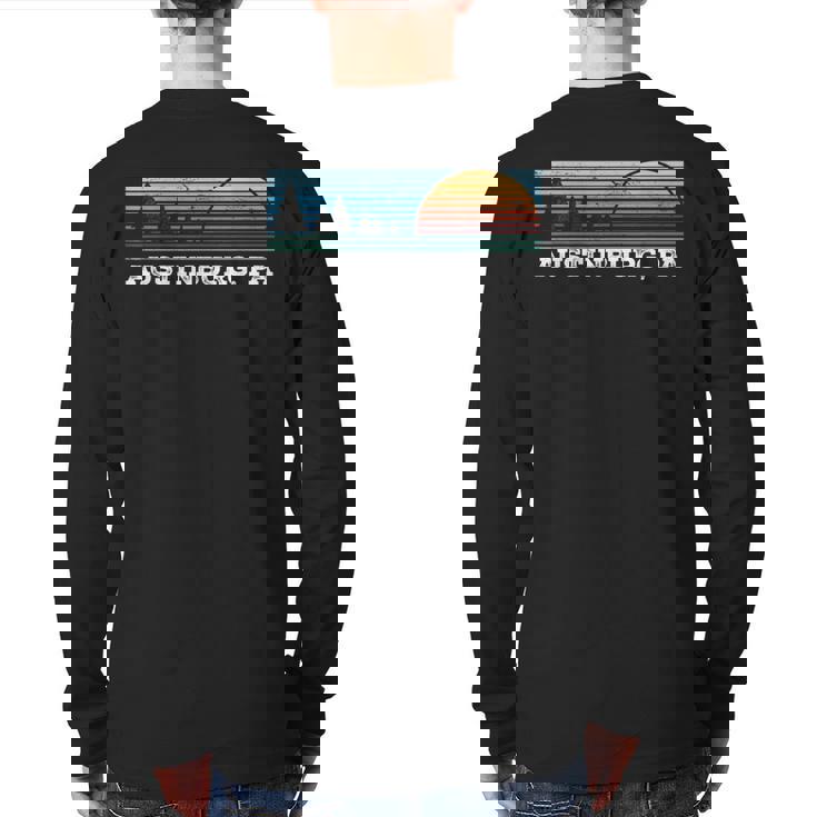 Retro Sunset Stripes Austinburg Pennsylvania Back Print Long Sleeve T-shirt