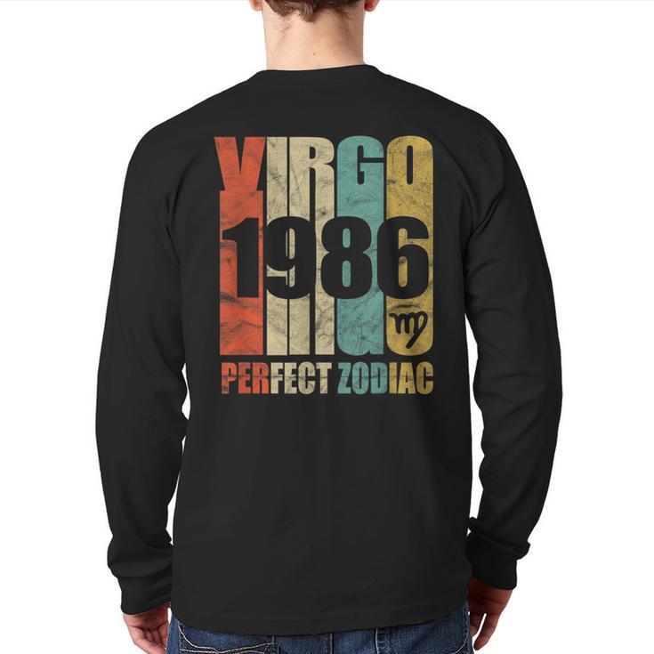 Retro Virgo 1986 32 Yrs Old Bday 32Nd Birthday Back Print Long Sleeve T-shirt