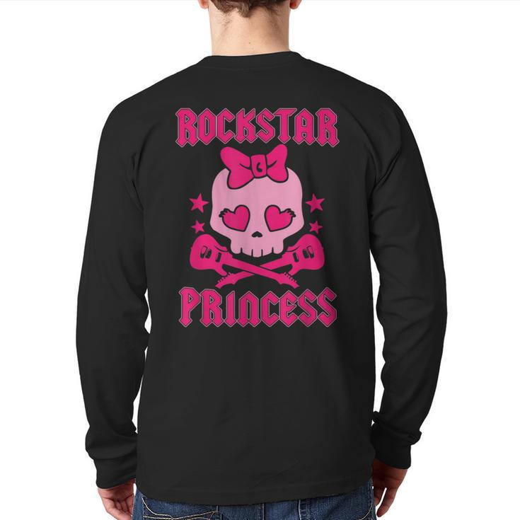 Rockstar Princess Heavy Metal Pirate Skull Pink Back Print Long Sleeve T-shirt