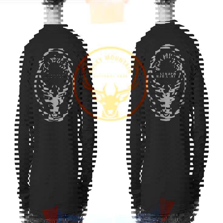 Rocky Mountain National Park Vintage Elk Souvenir Retro Back Print Long Sleeve T-shirt