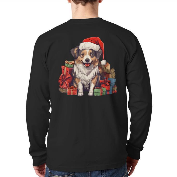 Romanian Mioritic Shepherd Christmas Cute Dog Puppy Back Print Long Sleeve T-shirt