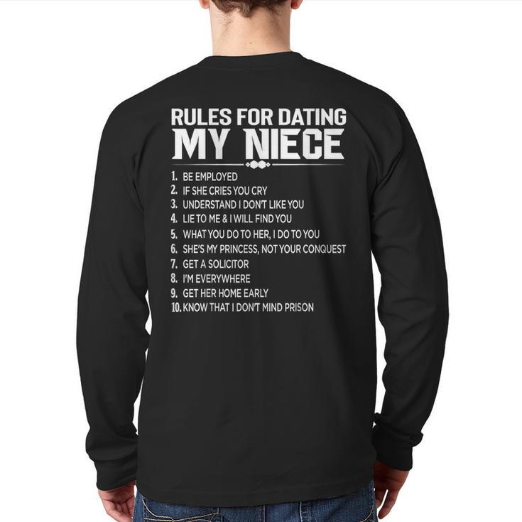 Rules Dating My Niece Overprotective Uncle Protective Back Print Long Sleeve T-shirt