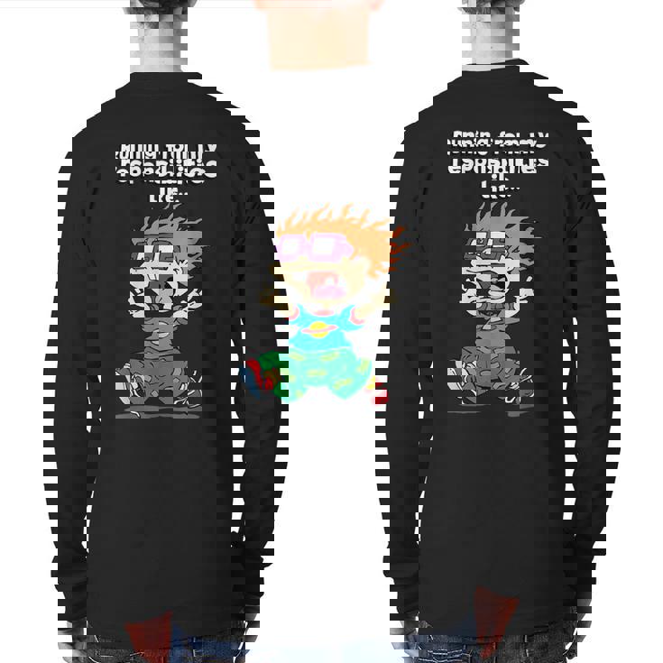 Running From My Responsibilities Like Chucking Running Back Print Long Sleeve T-shirt