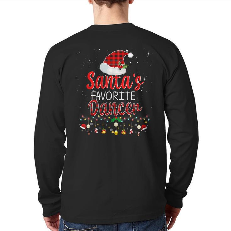 Santa's Favorite Dancer Plaid Holiday Family Matching Back Print Long Sleeve T-shirt