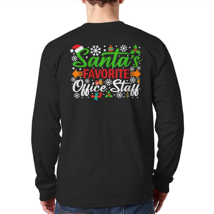 Santa's Favorite Office Staff Christmas Xmas Back Print Long Sleeve T-shirt