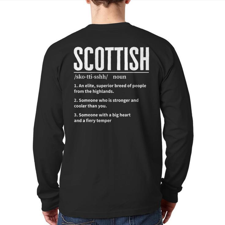 Scottish Definition Scottish & Scotland Heritage Back Print Long Sleeve T-shirt