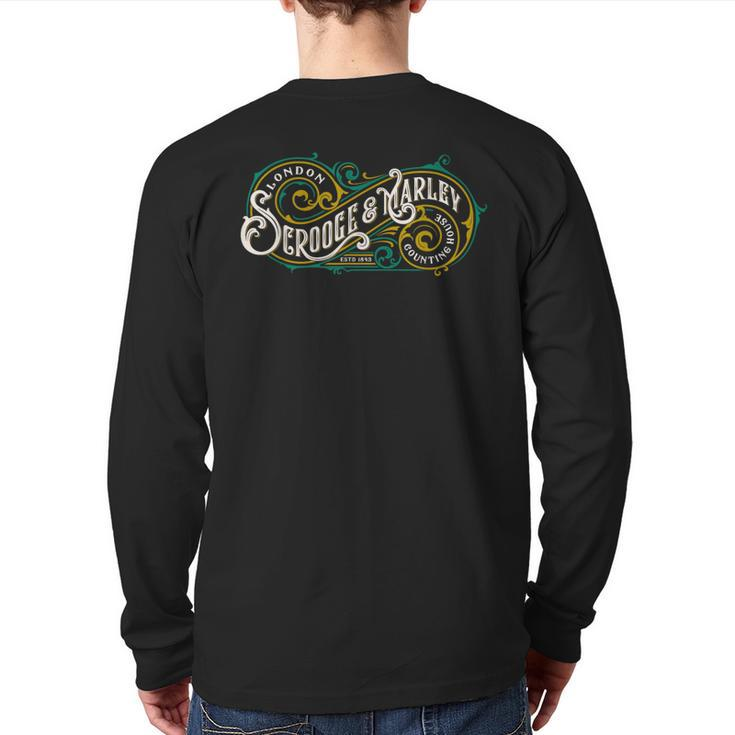 Scrooge And Marley Counting House Christmas Carol Vintage Back Print Long Sleeve T-shirt