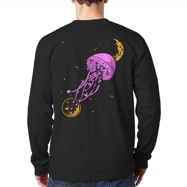 Sea Creature Ocean Animals Moon Space Jellyfish Back Print Long Sleeve T-shirt