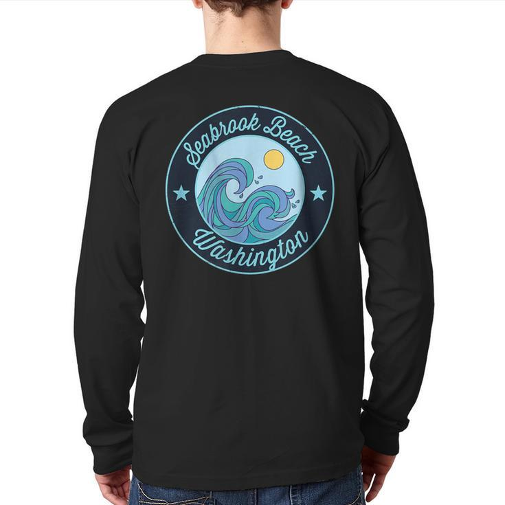 Seabrook Beach Wa Washington Souvenir Nautical Surfer Graphi Back Print Long Sleeve T-shirt