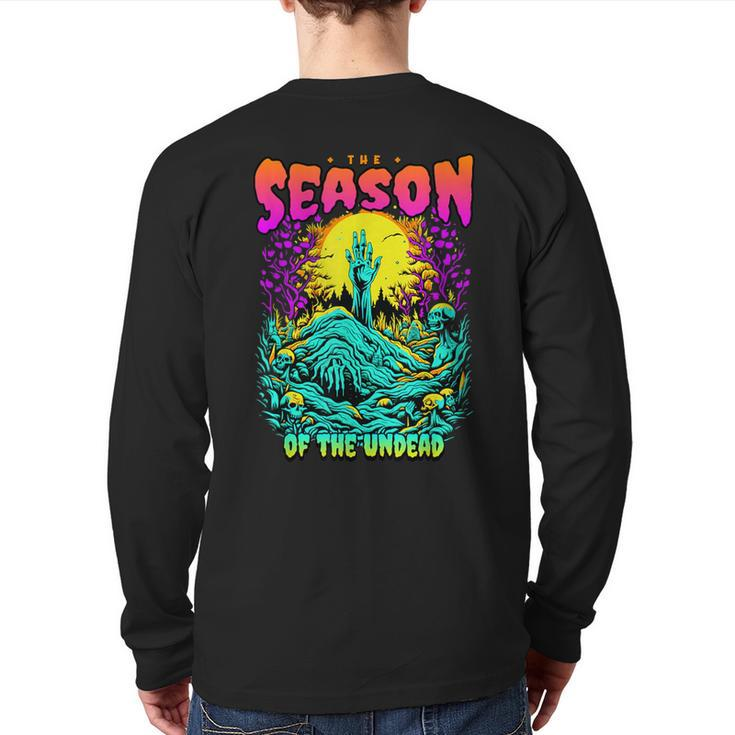 The Season Of The Undead Retro Horror Halloween Zombie Back Print Long Sleeve T-shirt