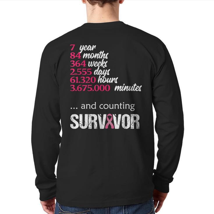 Seven 7 Years Survivor Breast Cancer Awareness Back Print Long Sleeve T-shirt