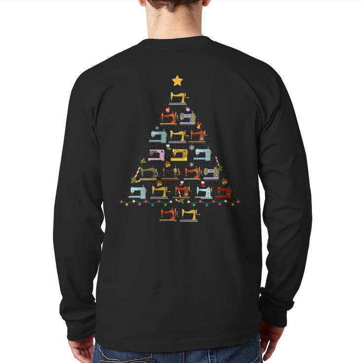 Sewing Machine Christmas Tree Ugly Christmas Sweater Back Print Long Sleeve T-shirt