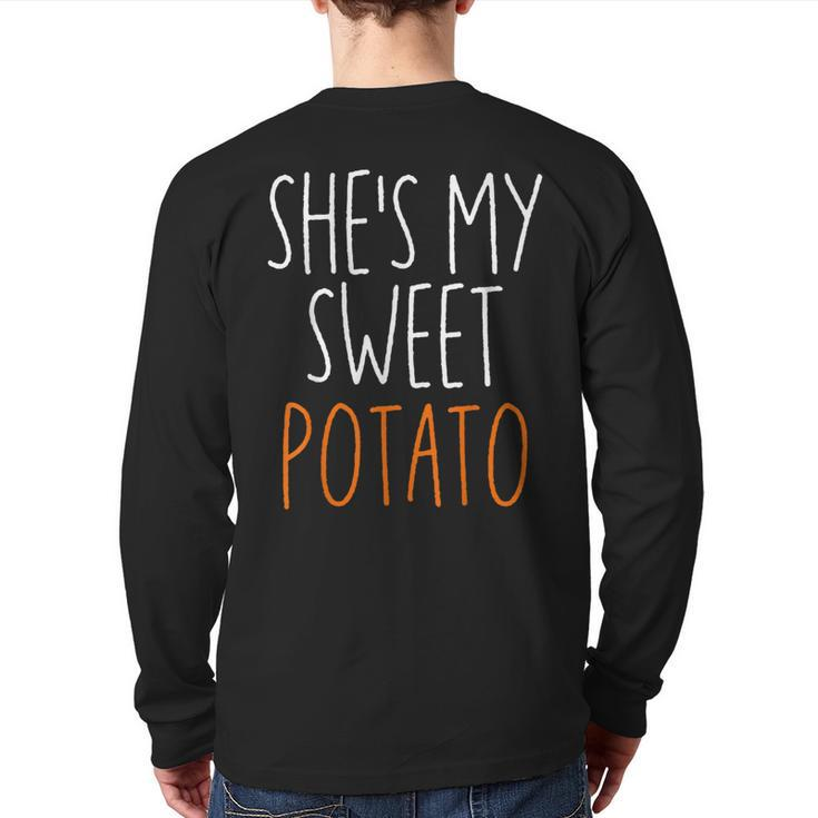 She's My Sweet Potato Yes I Yam Set Couples Thanksgiving Back Print Long Sleeve T-shirt