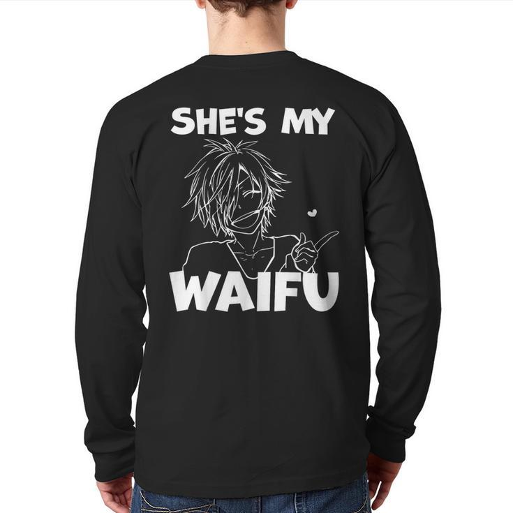 She's My Waifu Anime Matching Couple Boyfriend Back Print Long Sleeve T-shirt