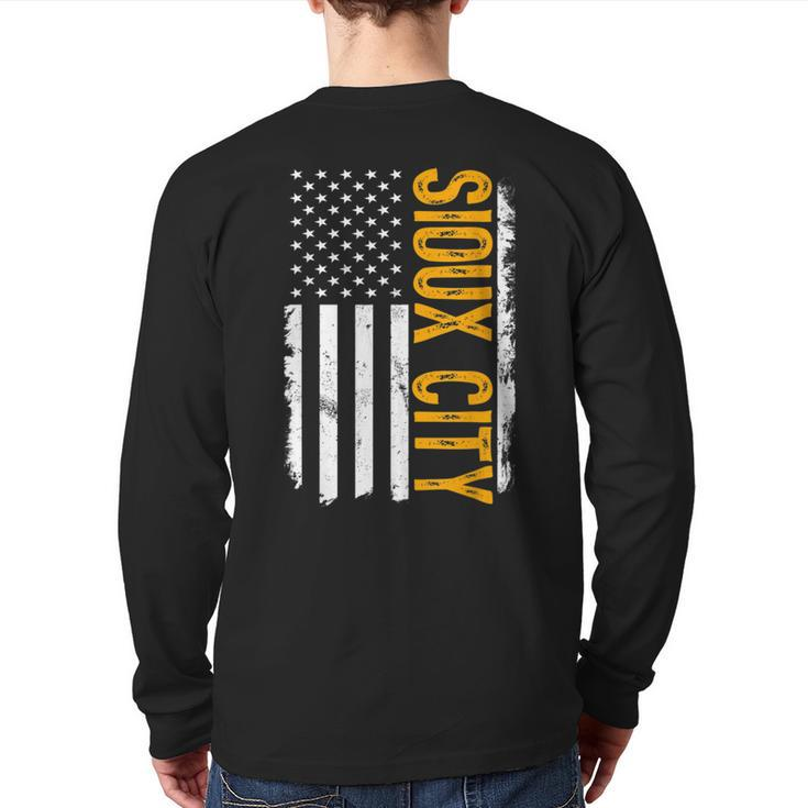 Sioux City State Iowa Residents American Flag Back Print Long Sleeve T-shirt