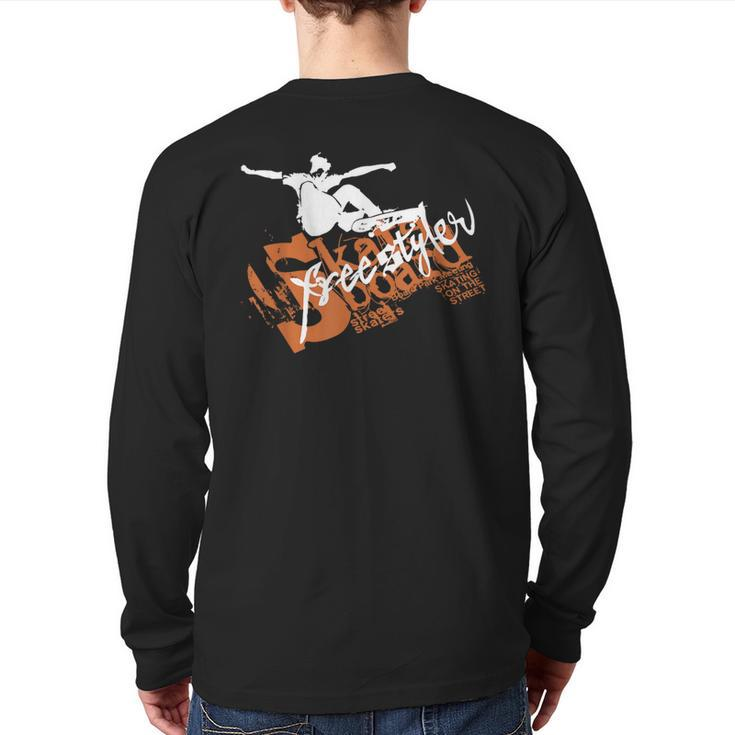 Skateboard Free Style Skateboarding Skate Back Print Long Sleeve T-shirt