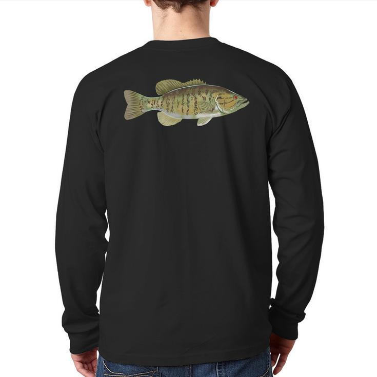Smallmouth Bass Fisherman Freshwater Fish-Ing Angler Back Print Long Sleeve T-shirt