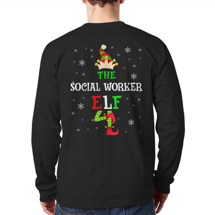 The Social Worker Elf Christmas Elf Matching Family Group Back Print Long Sleeve T-shirt