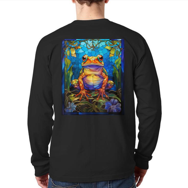 Stained Glass Style African Bullfrog Back Print Long Sleeve T-shirt