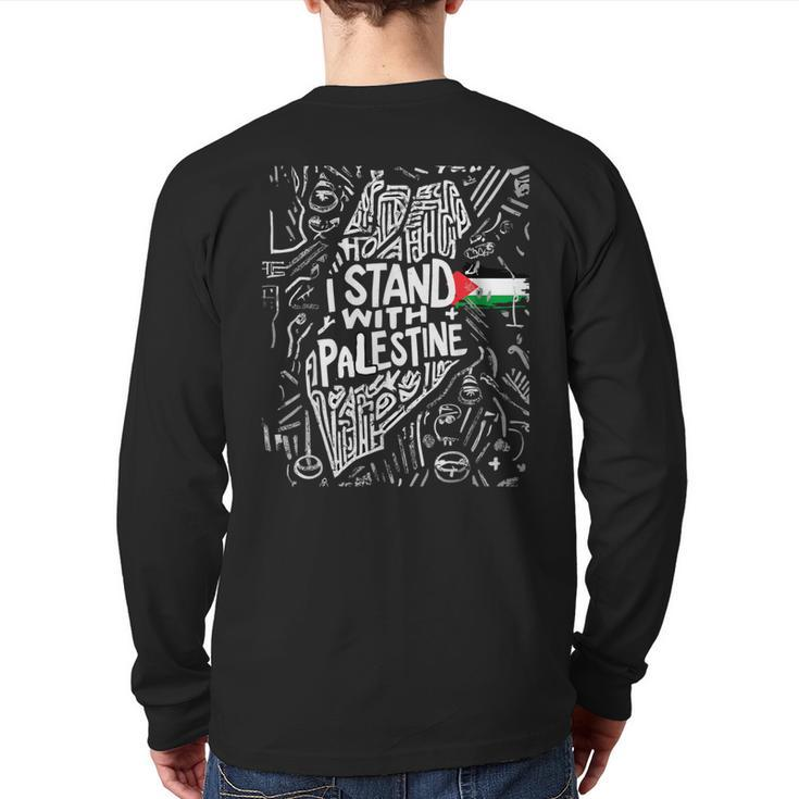 I Stand With Palestine Quote A Free Palestine Back Print Long Sleeve T-shirt