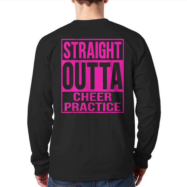 Straight Outta Cheer Practice Cheerleader Cheer Pink Back Print Long Sleeve T-shirt
